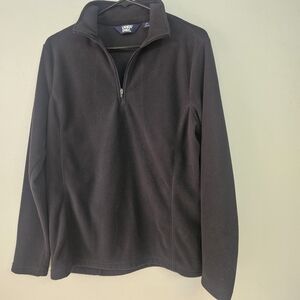 WOMENS LANDS END BLACK 3/4 ZIP UP SWEATER SIZE MEDIUM ATHLEISURE